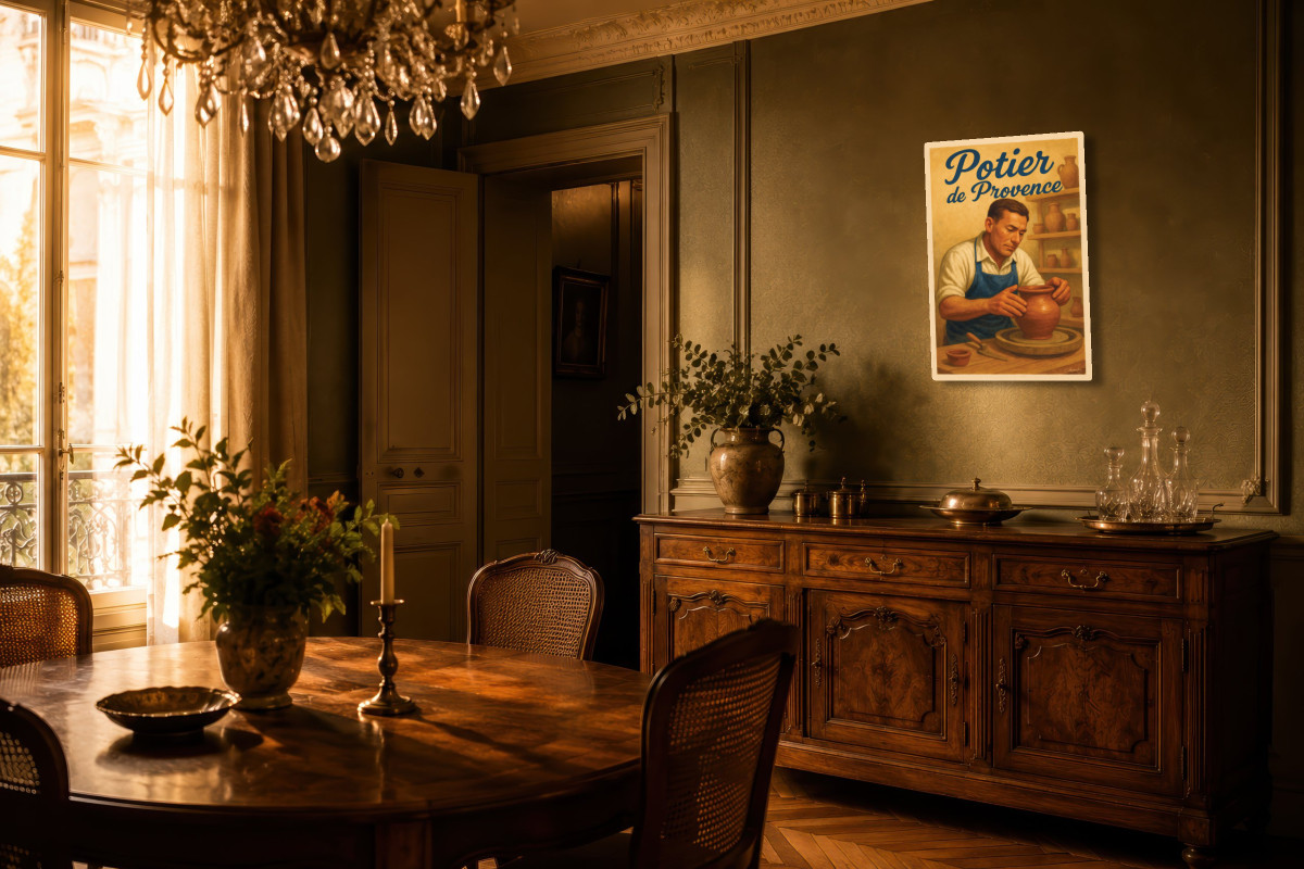 V02-04, Affiche vintage métiers anciens - Potier de Provence