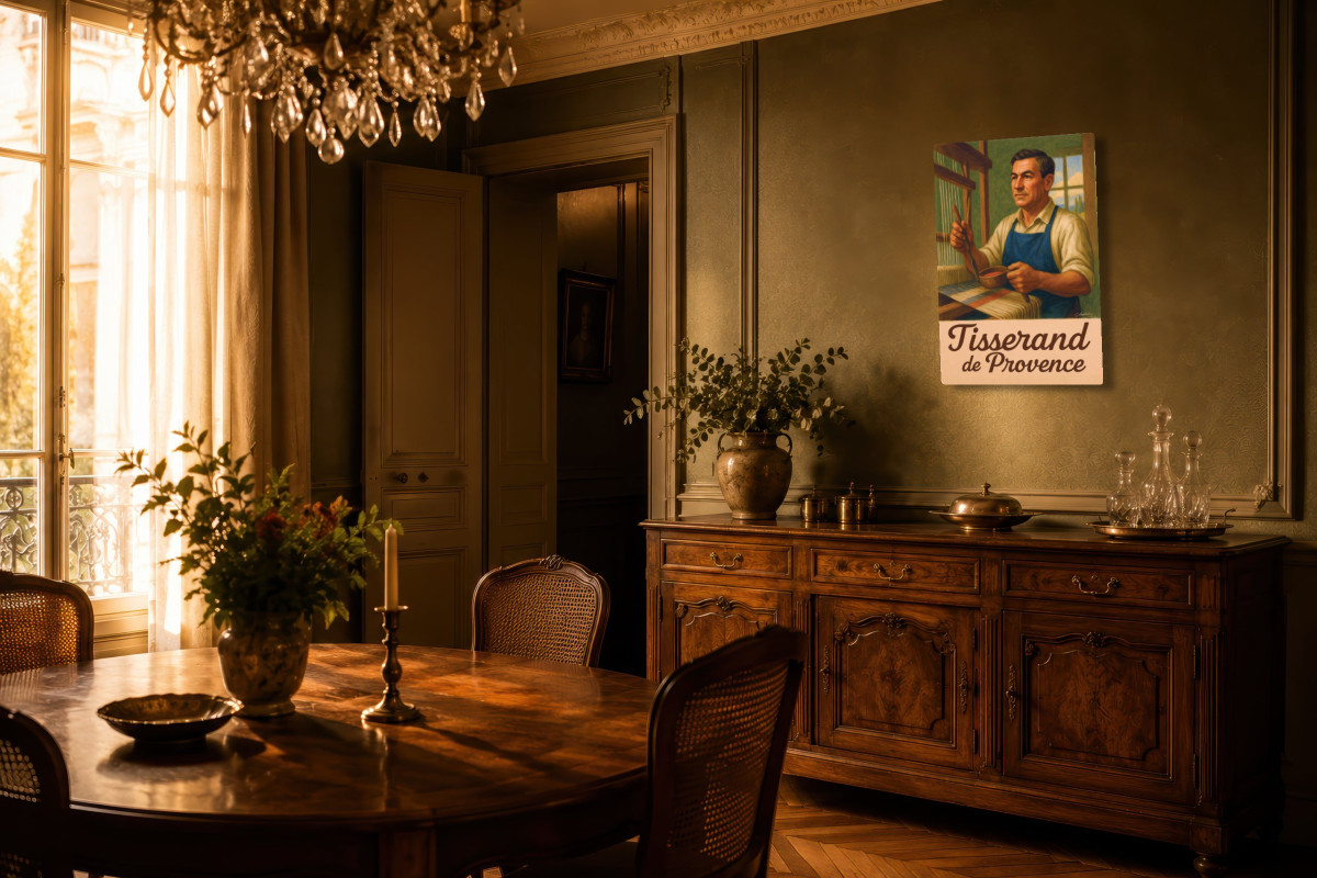 V02-04, Affiche vintage métiers anciens - Tisserand de Provence