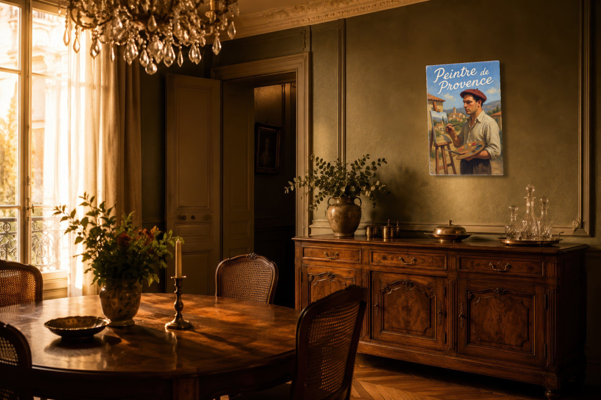 V02-04, Affiche vintage métiers anciens - Peintre de Provence - L’œil et la main