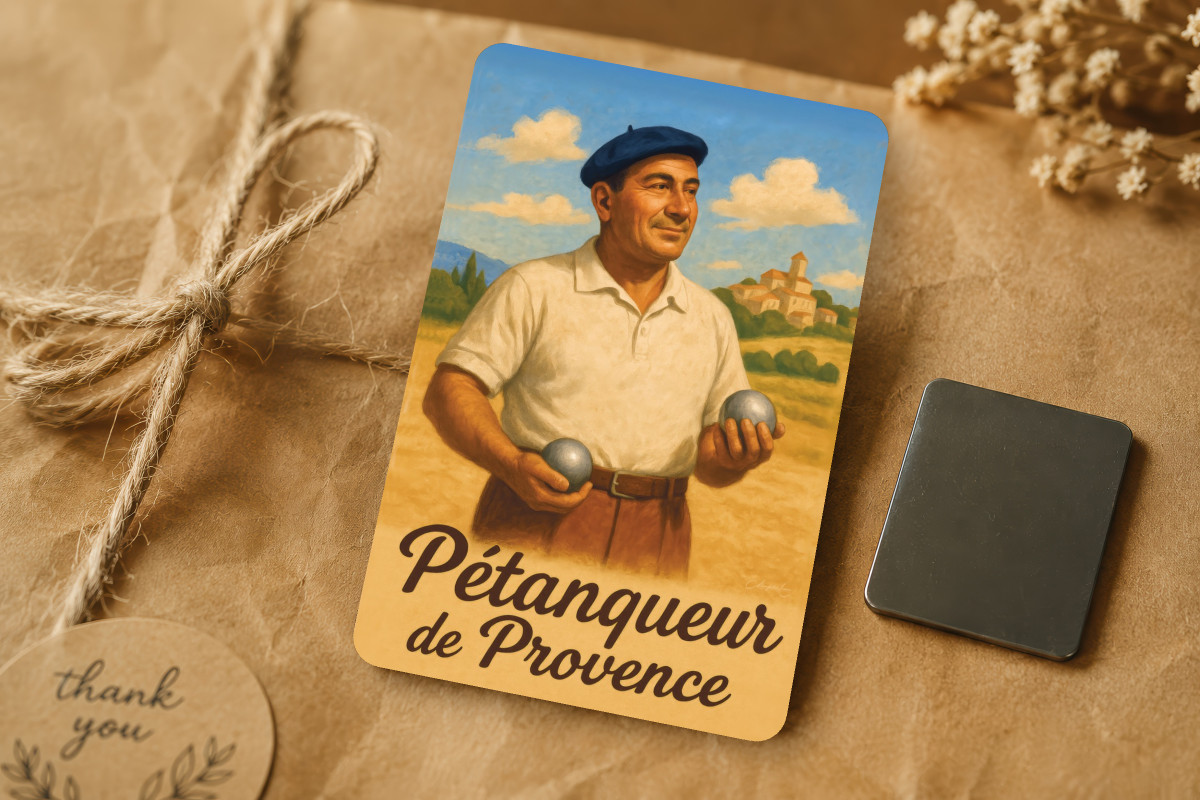 Mockup magnet 02 — Magnet Pétanqueur de Provence