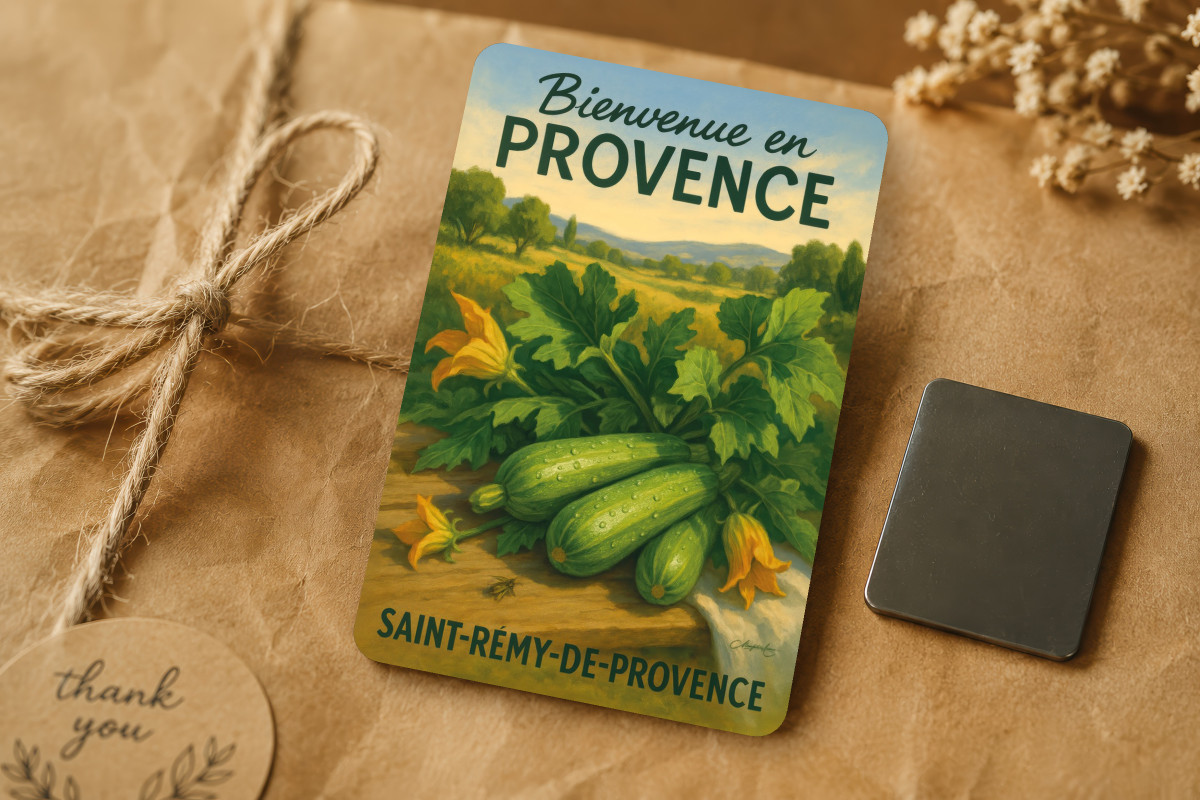 Mockup magnet 02 — Magnet Courgettes de Provence – Fraîcheur du Jardin