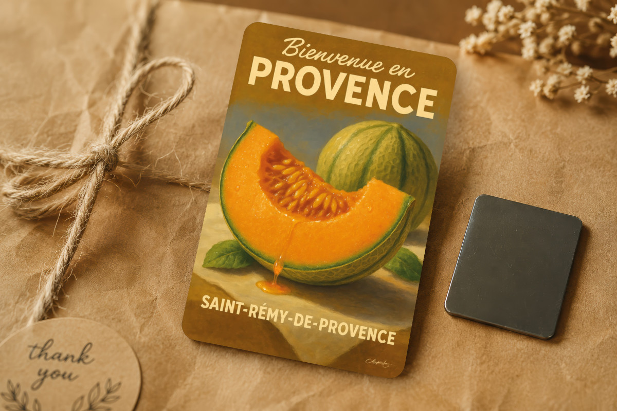 Mockup magnet 02 — Magnet Melon de Saint-Rémy – Chair d’Été