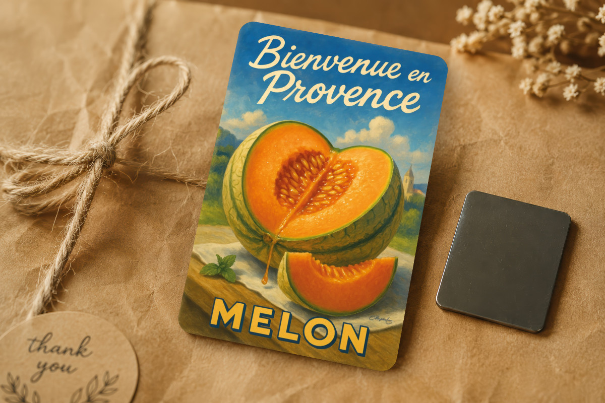 Mockup magnet 02 — Magnet Melon de Provence – Le Goût du Soleil