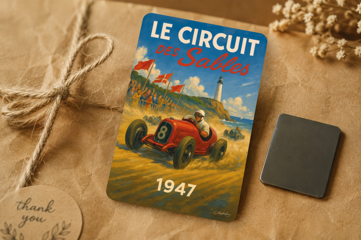 Mockup magnet 02 — Magnet Le Circuit des Sables 1947