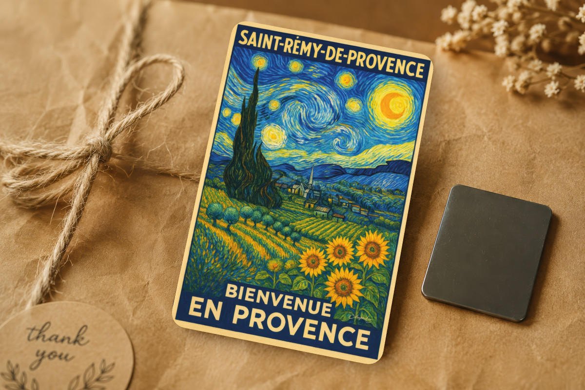 Mockup magnet 02 — Magnet Saint-Rémy-de-Provence : Sous les Étoiles de Vincent