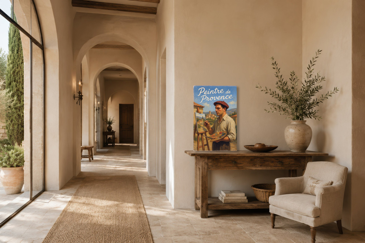 V01-23, Affiche vintage métiers anciens - Peintre de Provence - L’œil et la main