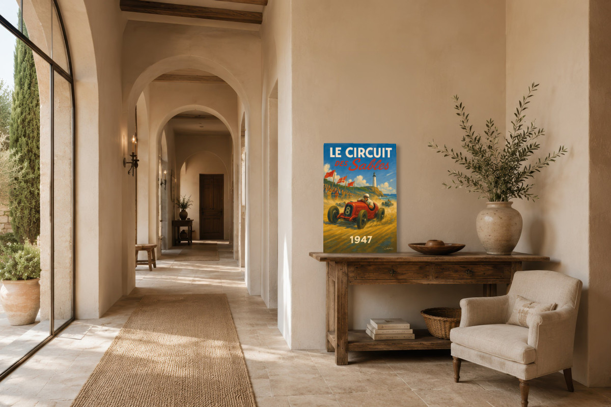 V01-23, Affiche vintage sport - Le Circuit des Sables 1947