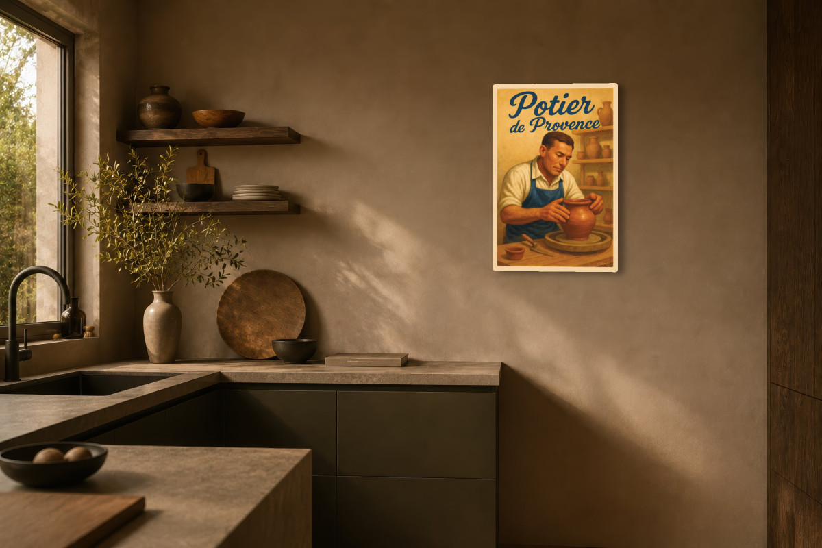 V03-07, Affiche vintage métiers anciens - Potier de Provence