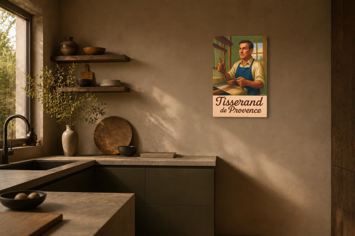 V03-07, Affiche vintage métiers anciens - Tisserand de Provence