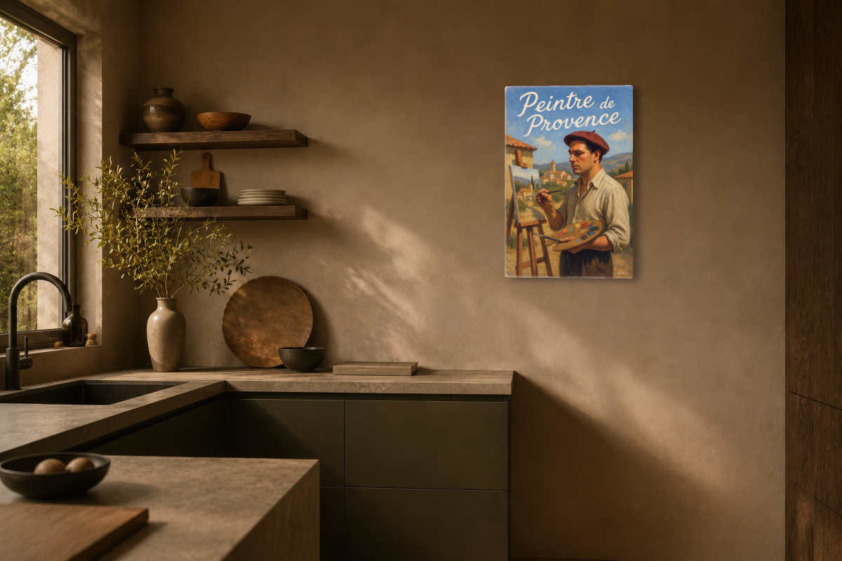 V03-07, Affiche vintage métiers anciens - Peintre de Provence - L’œil et la main