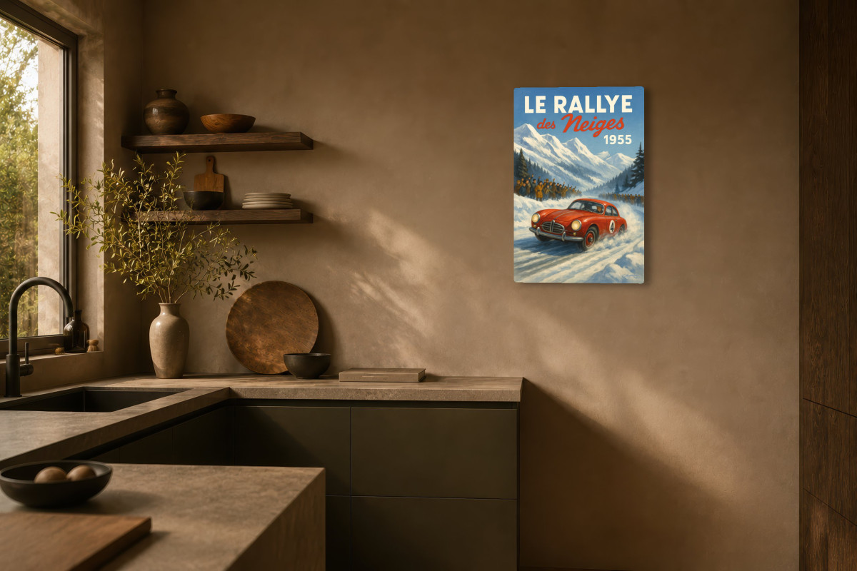 V03-07, Affiche vintage sport - Le Rallye des neiges 1955