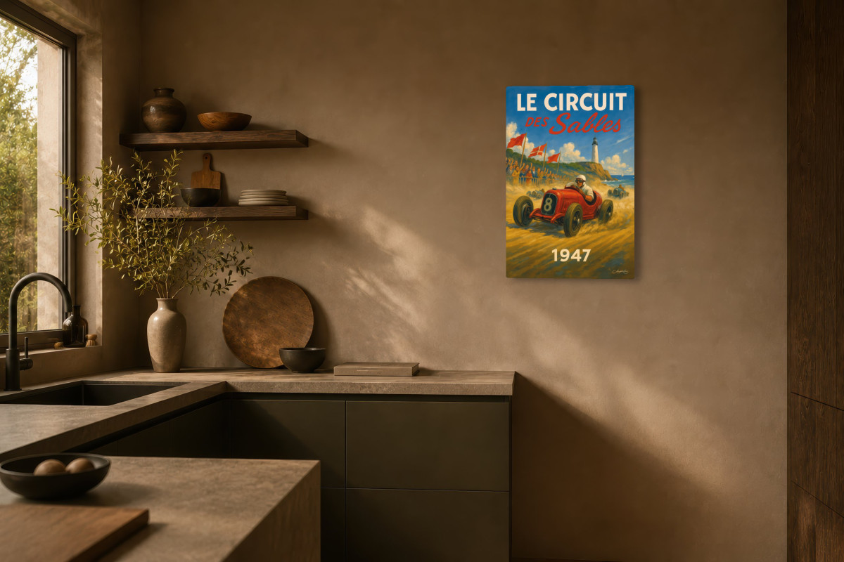 V03-07, Affiche vintage sport - Le Circuit des Sables 1947