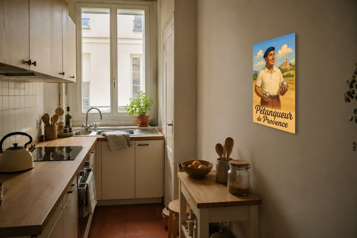 V04-04, Affiche vintage métiers anciens - Pétanqueur de Provence