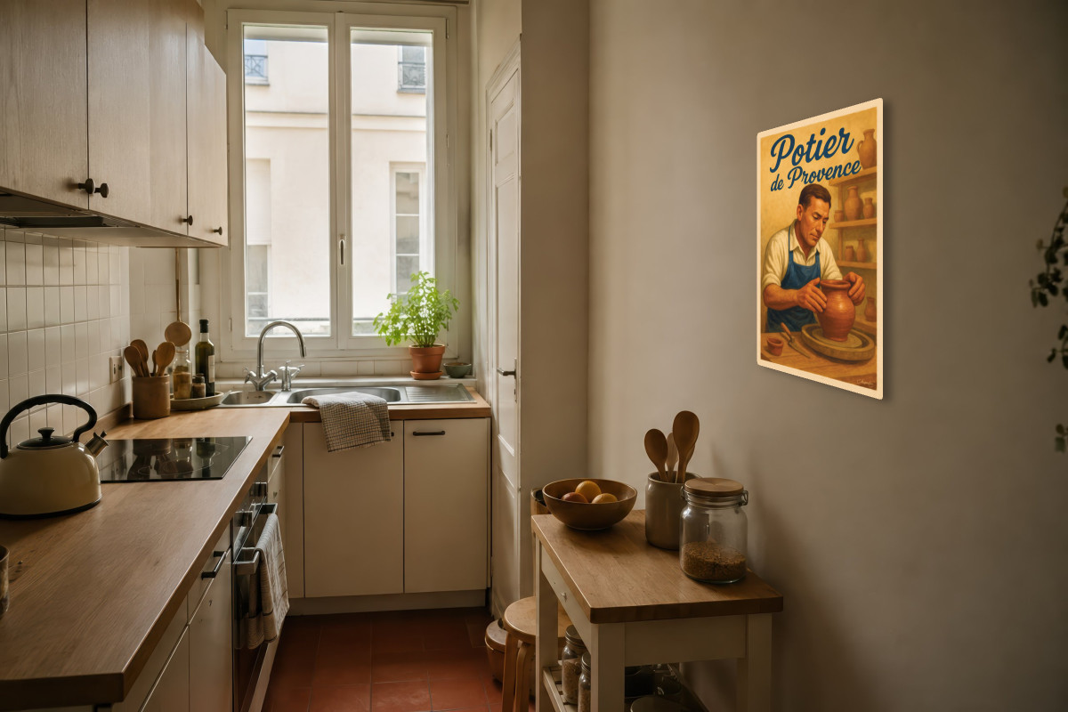 V04-04, Affiche vintage métiers anciens - Potier de Provence