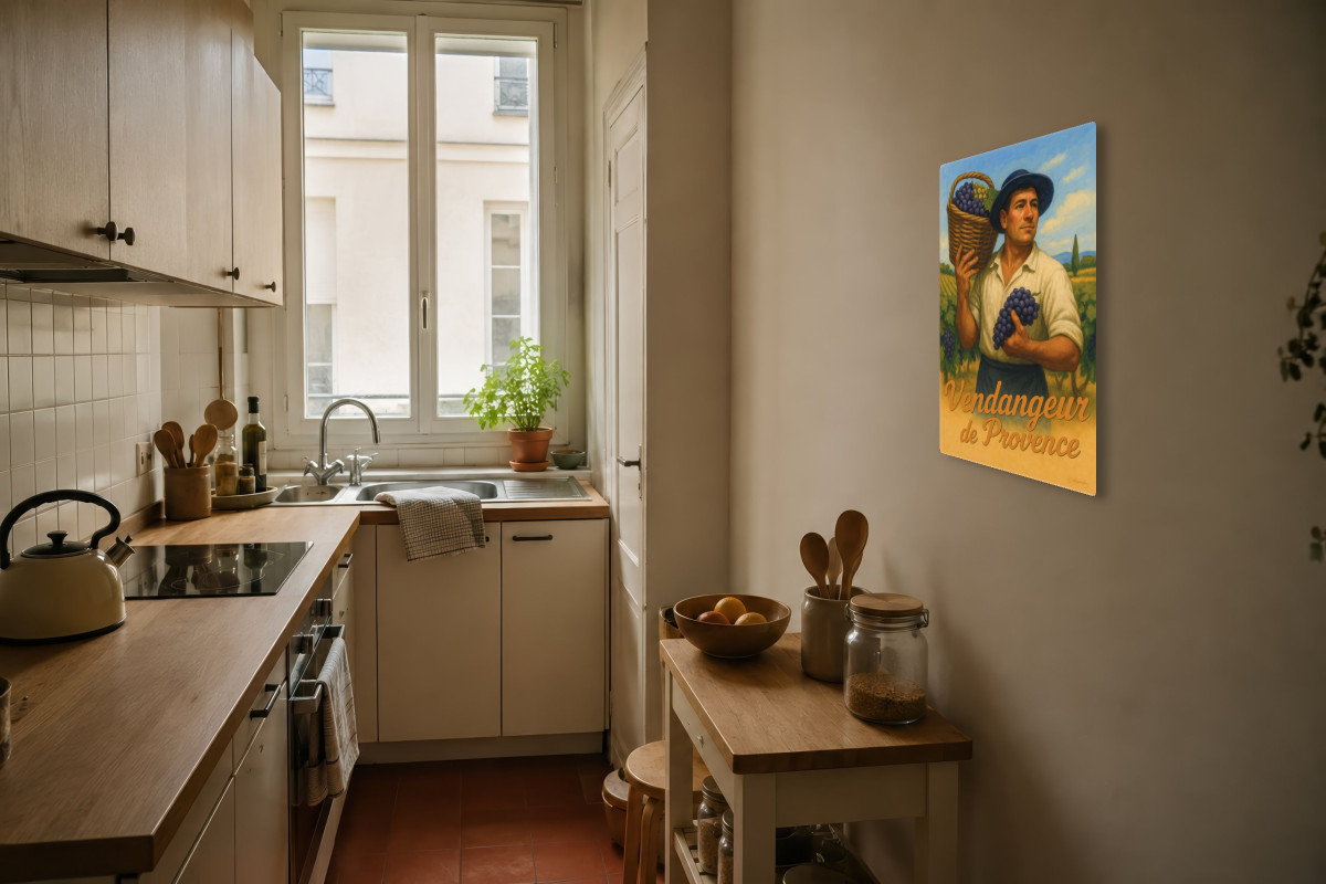 V04-04, Affiche vintage métiers anciens - Vendangeur de Provence