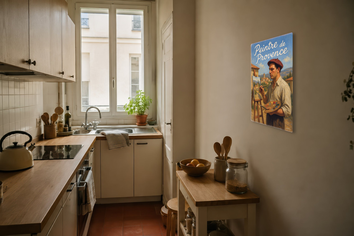 V04-04, Affiche vintage métiers anciens - Peintre de Provence - L’œil et la main
