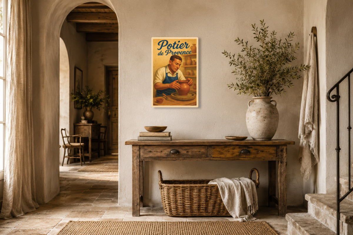 V01-16, Affiche vintage métiers anciens - Potier de Provence