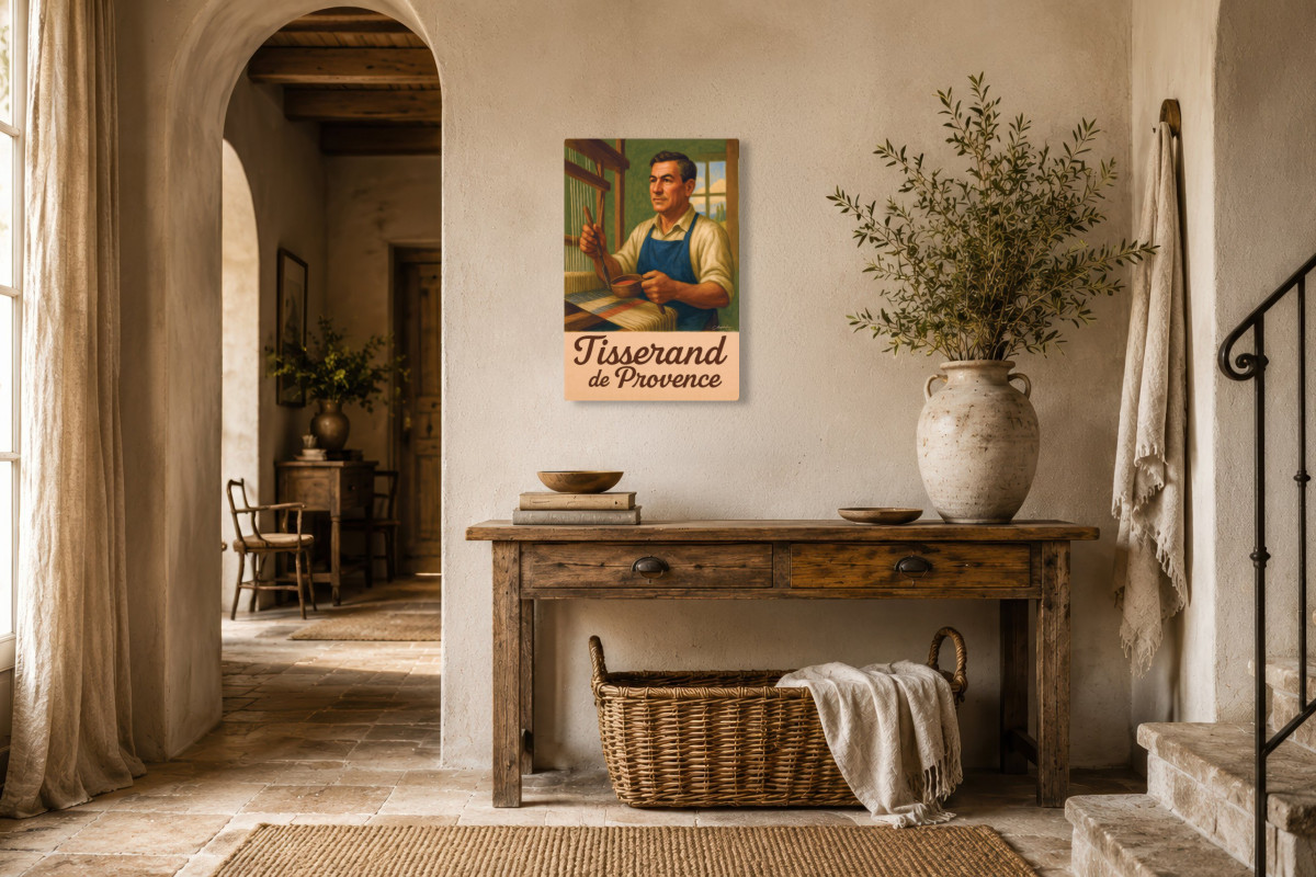 V01-16, Affiche vintage métiers anciens - Tisserand de Provence