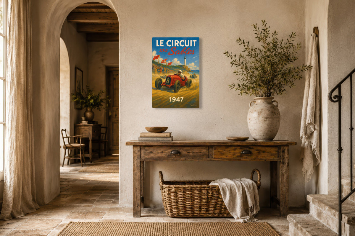 V01-16, Affiche vintage sport - Le Circuit des Sables 1947