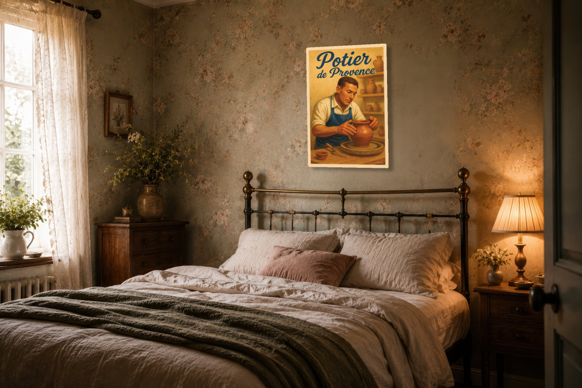 V02-16, Affiche vintage métiers anciens - Potier de Provence