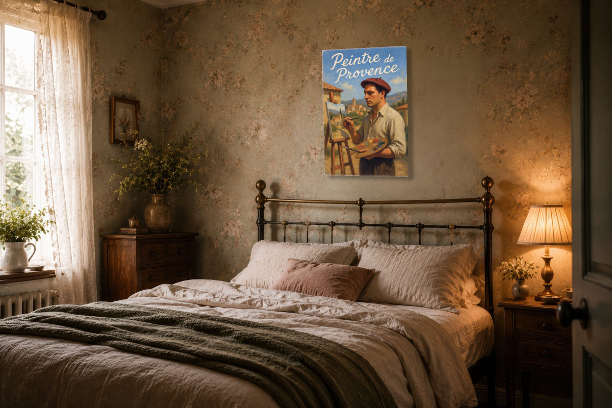 V02-16, Affiche vintage métiers anciens - Peintre de Provence - L’œil et la main