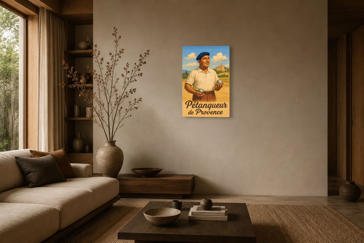 V03-05, Affiche vintage métiers anciens - Pétanqueur de Provence