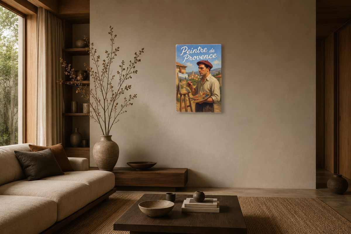 V03-05, Affiche vintage métiers anciens - Peintre de Provence - L’œil et la main
