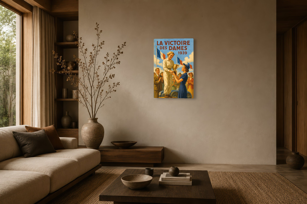 V03-05, Affiche vintage sport - La victoire des dames 1939