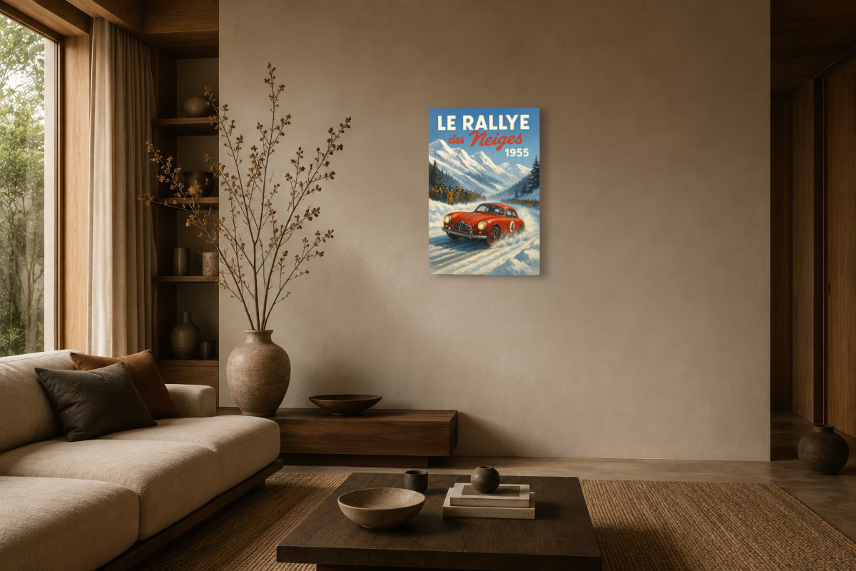 V03-05, Affiche vintage sport - Le Rallye des neiges 1955