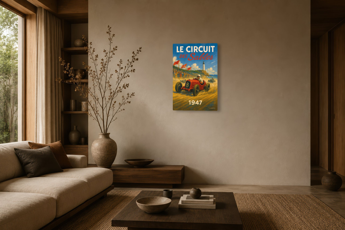 V03-05, Affiche vintage sport - Le Circuit des Sables 1947