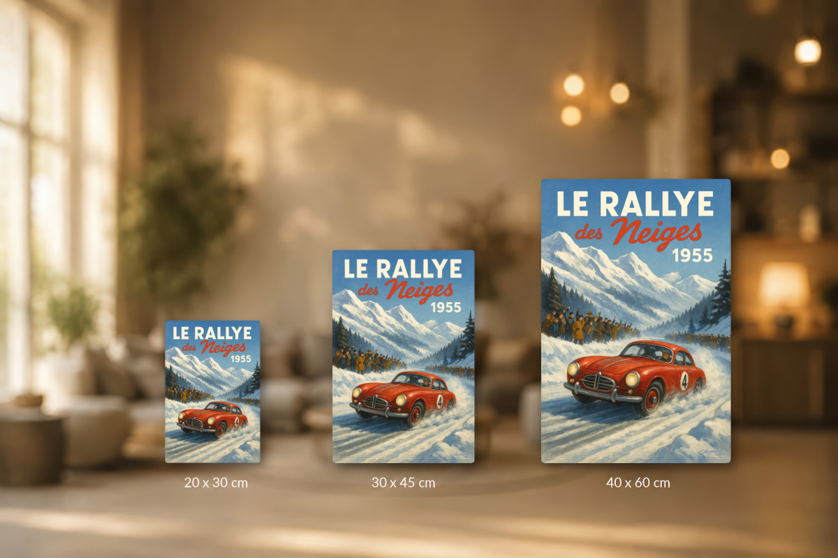 Collection 40x60, Affiche vintage sport - Le Rallye des neiges 1955