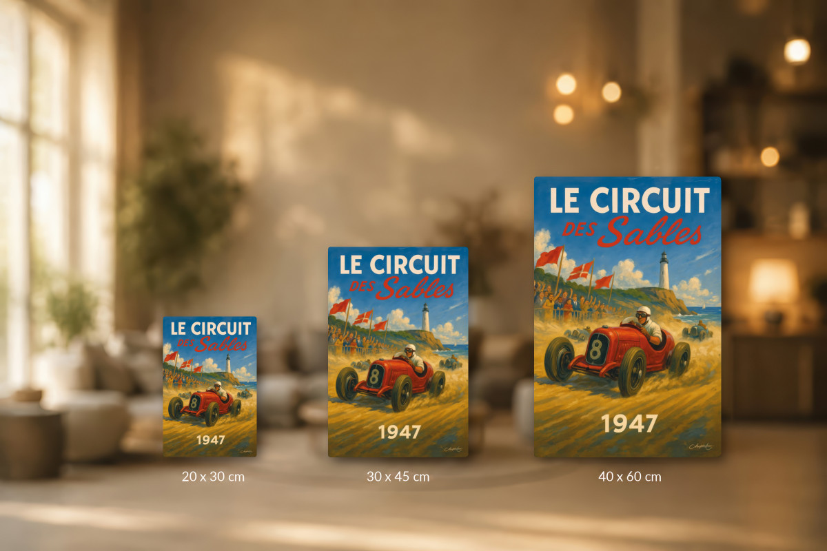 Collection 40x60, Affiche vintage sport - Le Circuit des Sables 1947