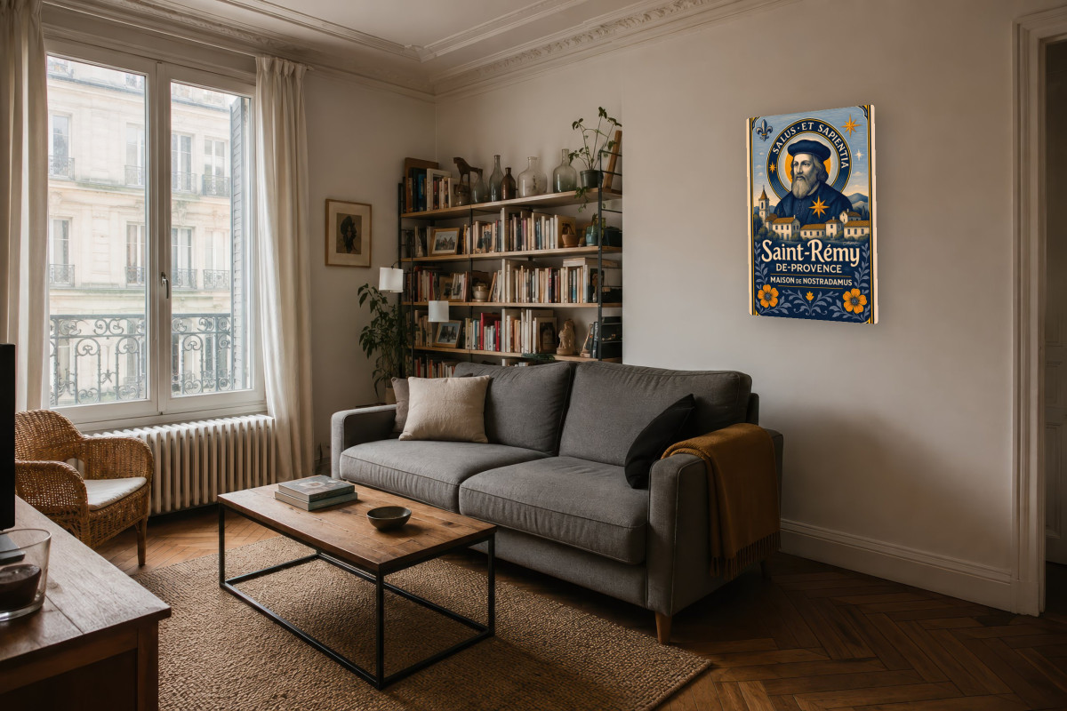 V04-01, Affiche vintage spiritualité - Nostradamus Salus et Sapientia (Santé et Sagesse)