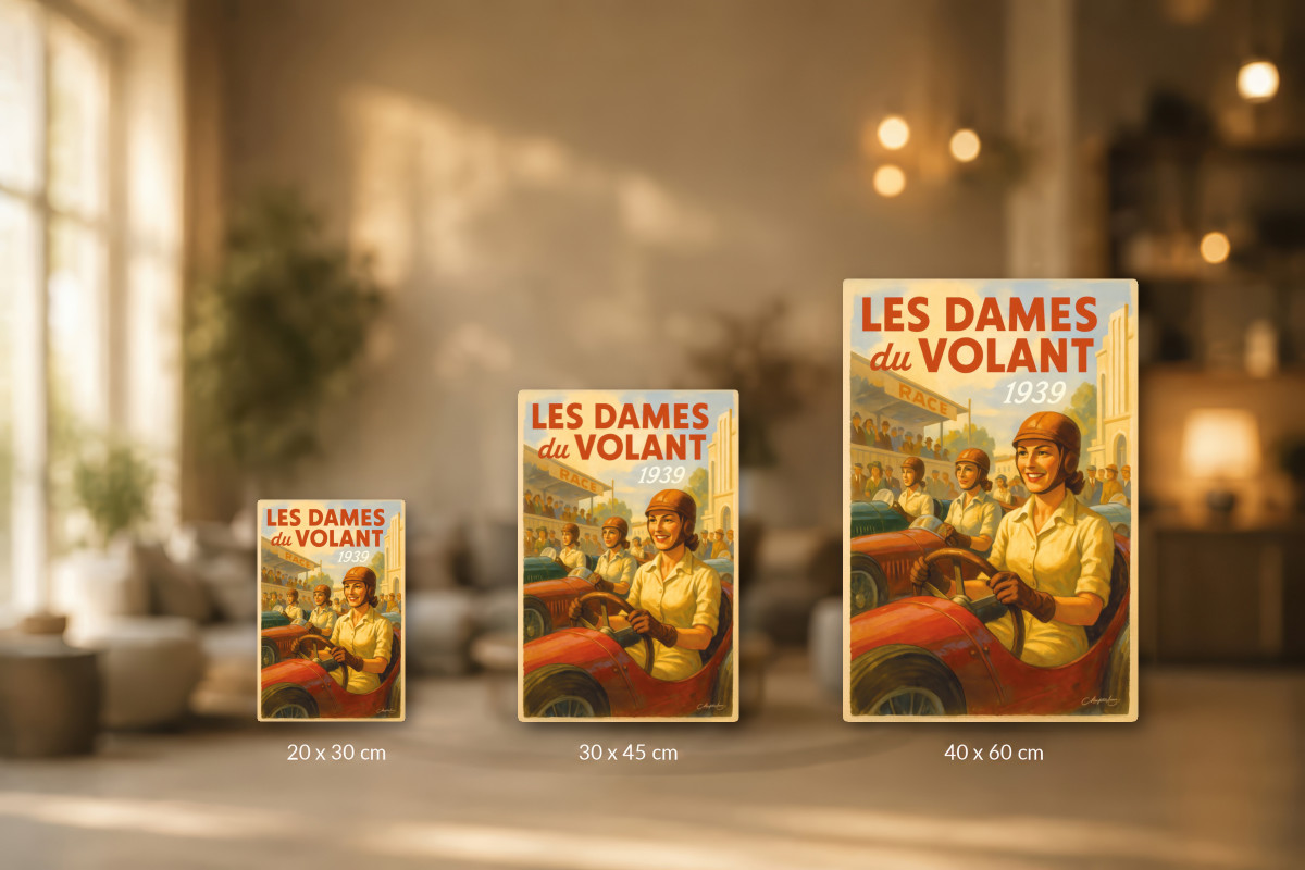 Collection 40x60, Affiche vintage sport - Les dames du volant 1939