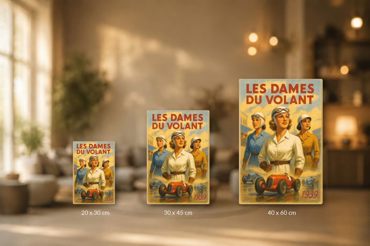 Collection 40x60, Affiche vintage sport - Les Pionnières de la Vitesse - 1939