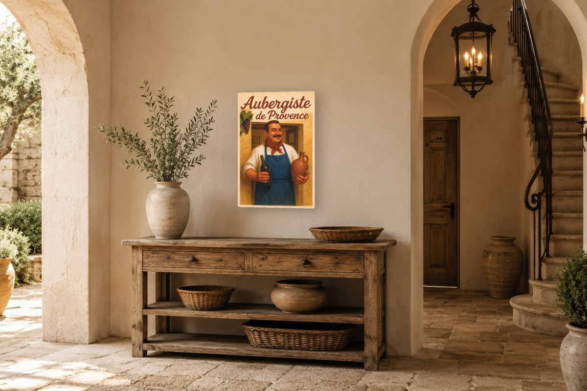 V01-24, Affiche vintage métiers anciens - Aubergiste de Provence