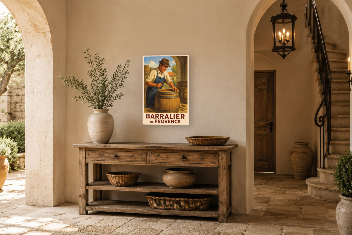 V01-24, Affiche vintage métiers anciens - Barralier de Provence