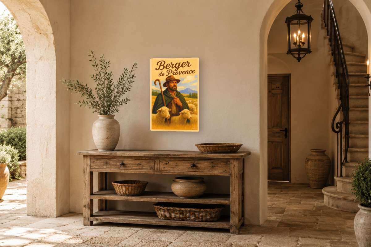 V01-24, Affiche vintage métiers anciens - Berger de Provence