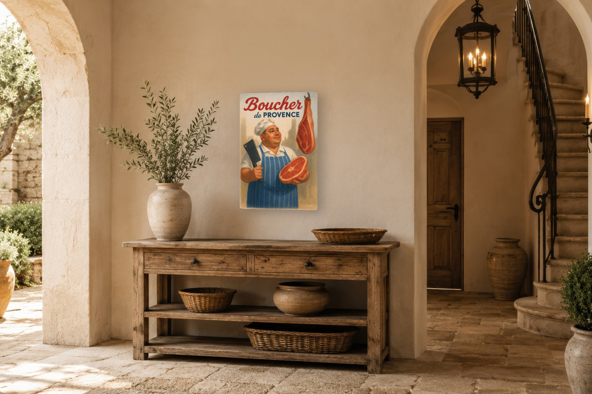 V01-24, Affiche vintage métiers anciens - Boucher de Provence