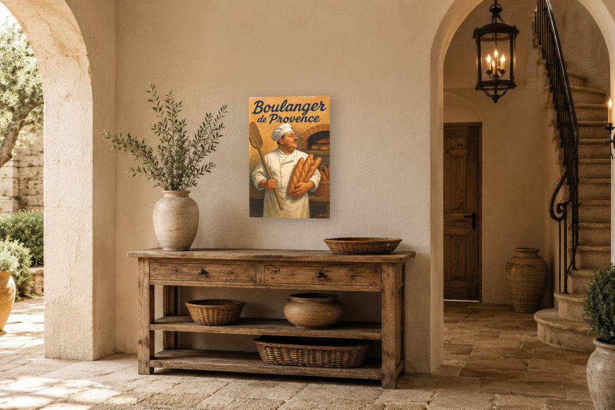 V01-24, Affiche vintage métiers anciens - Boulanger de Provence