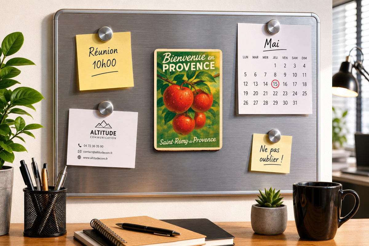 Mockup magnet 04 — Magnet Pommes d’automne – Rouge des vergers provençaux
