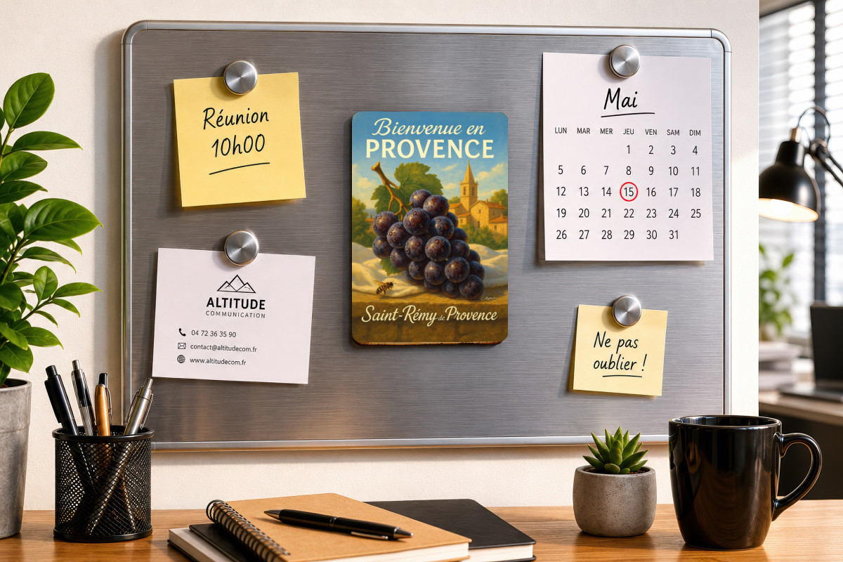 Mockup magnet 04 — Magnet À l’ombre des vignes – Raisin noir de Saint-Rémy