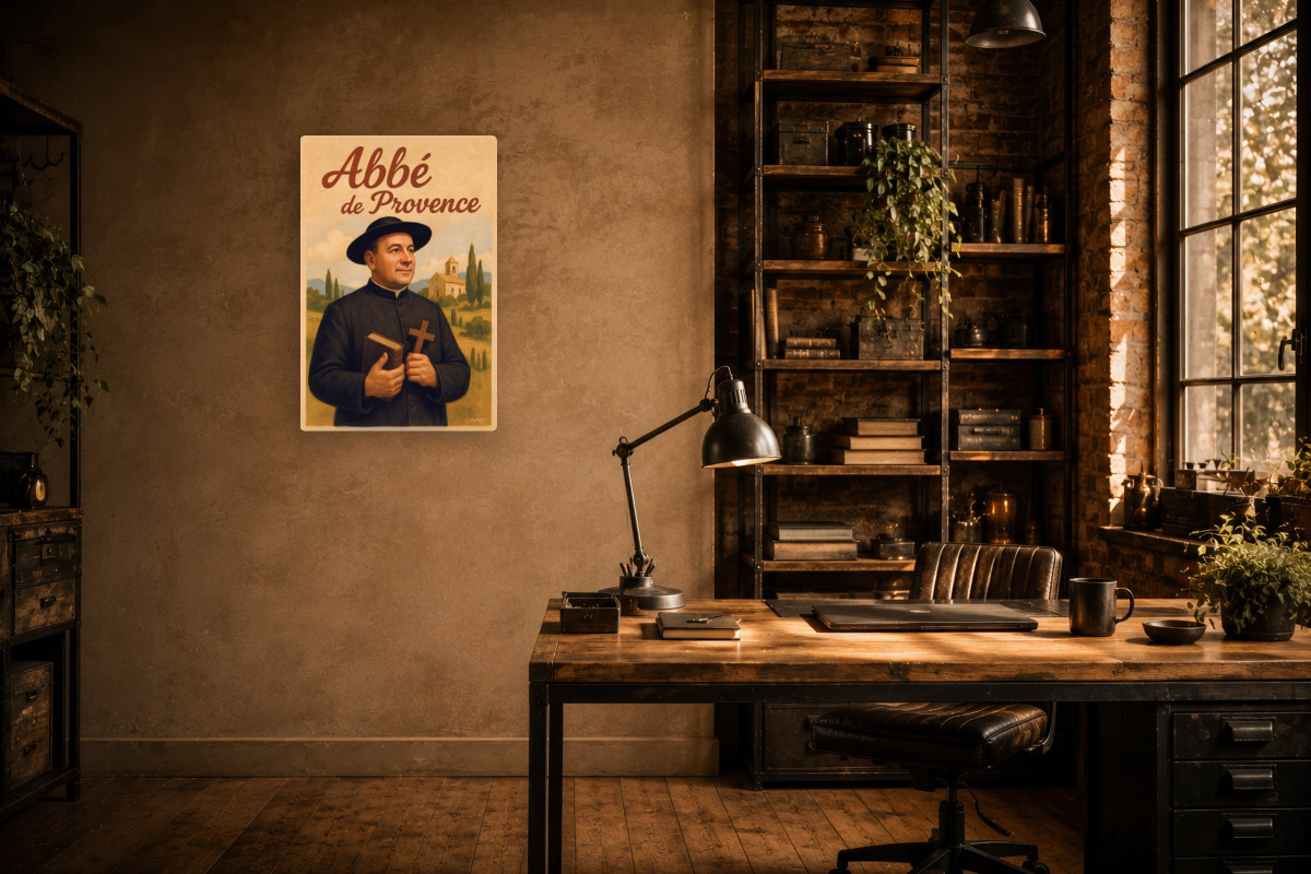 V02-15, Affiche vintage métiers anciens - Abbé de Provence