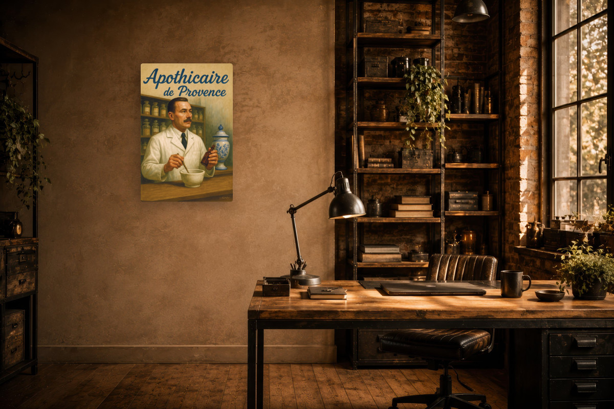 V02-15, Affiche vintage métiers anciens - Apothicaire de Provence