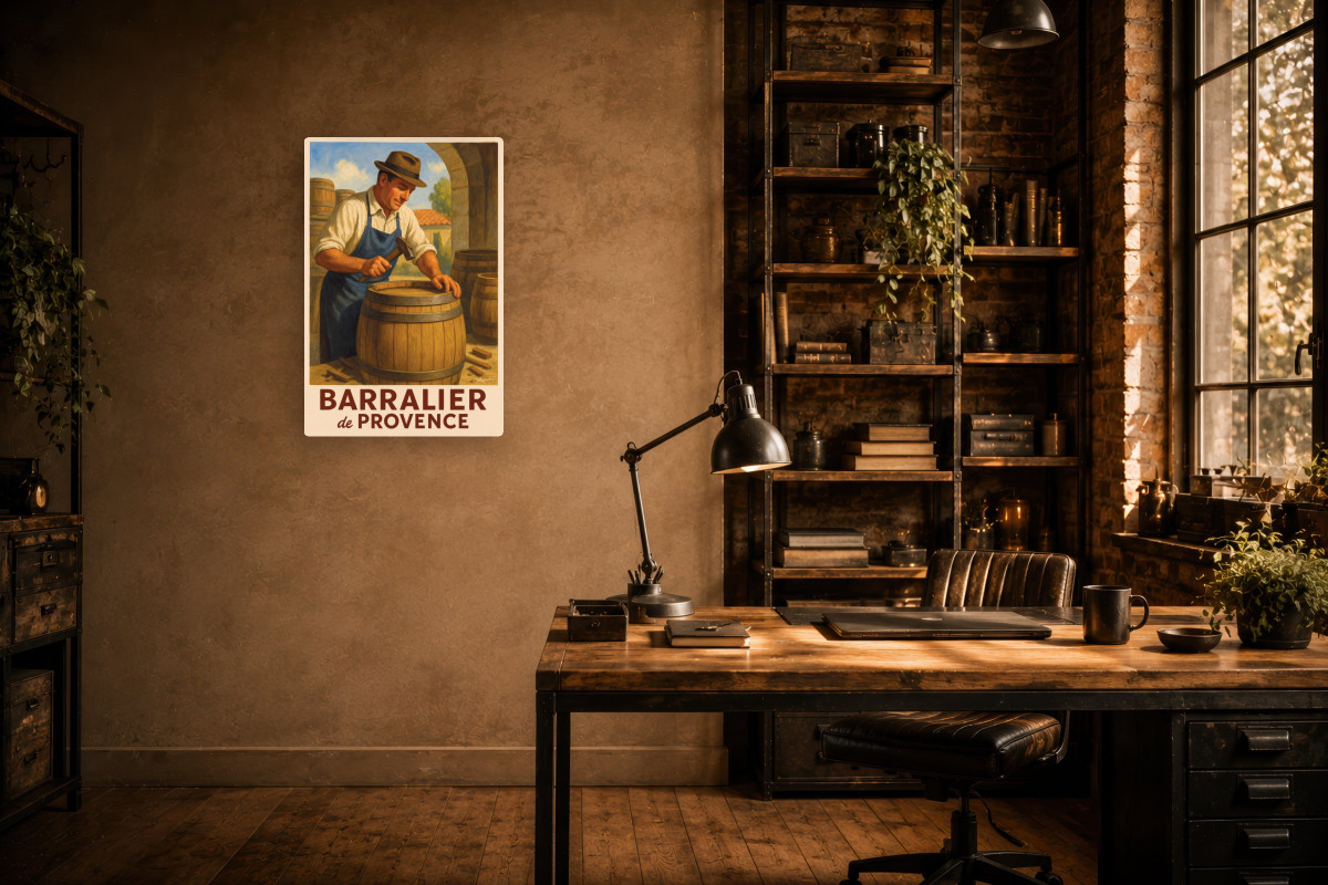V02-15, Affiche vintage métiers anciens - Barralier de Provence
