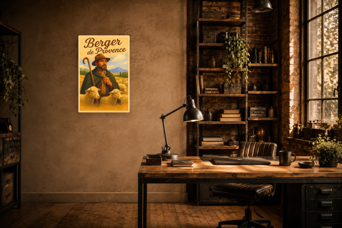 V02-15, Affiche vintage métiers anciens - Berger de Provence