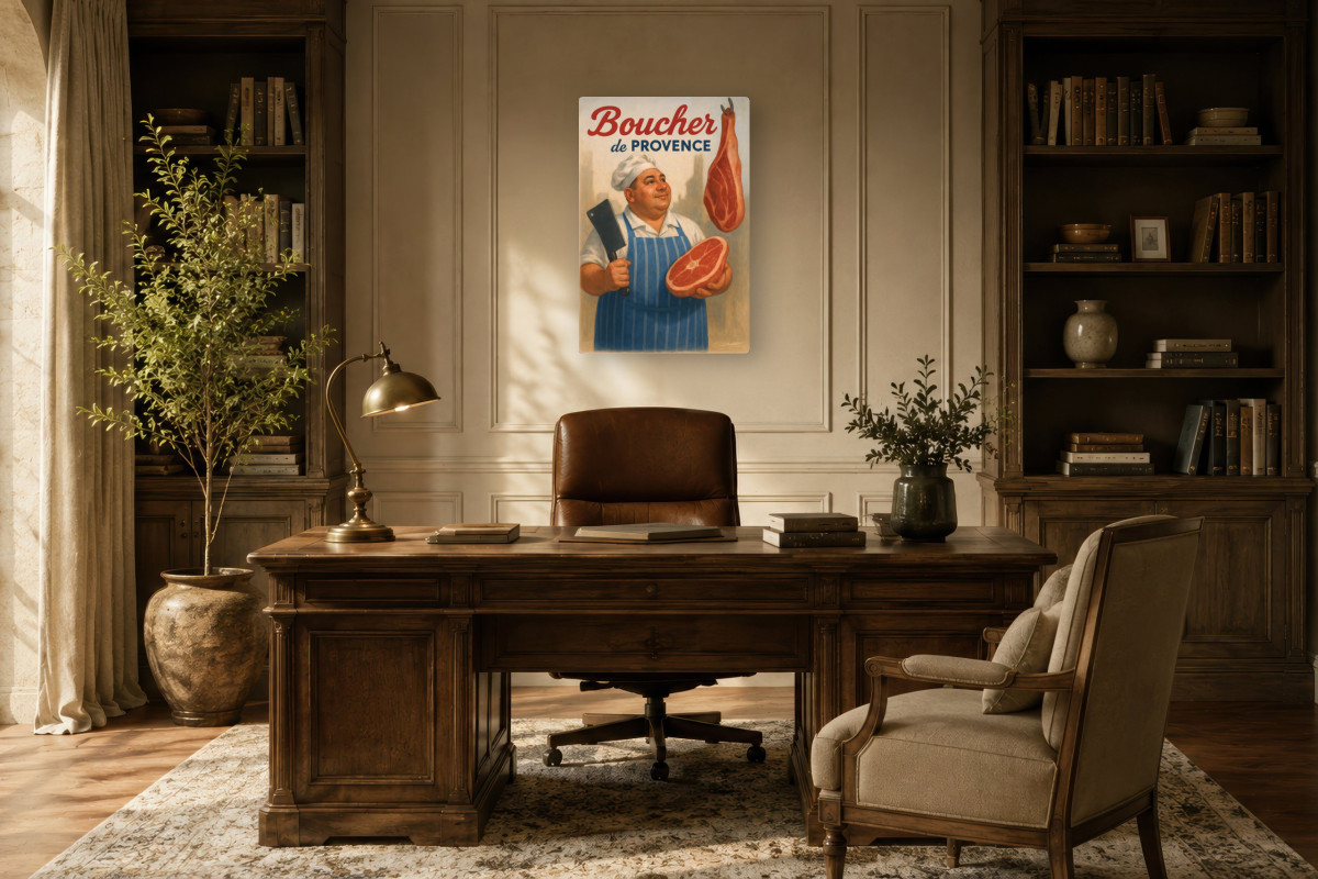 V01-09, Affiche vintage métiers anciens - Boucher de Provence