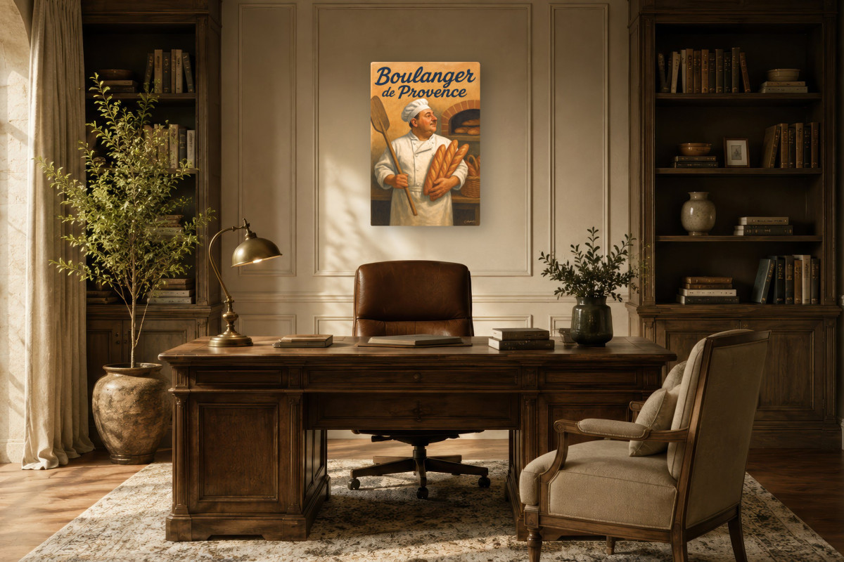 V01-09, Affiche vintage métiers anciens - Boulanger de Provence
