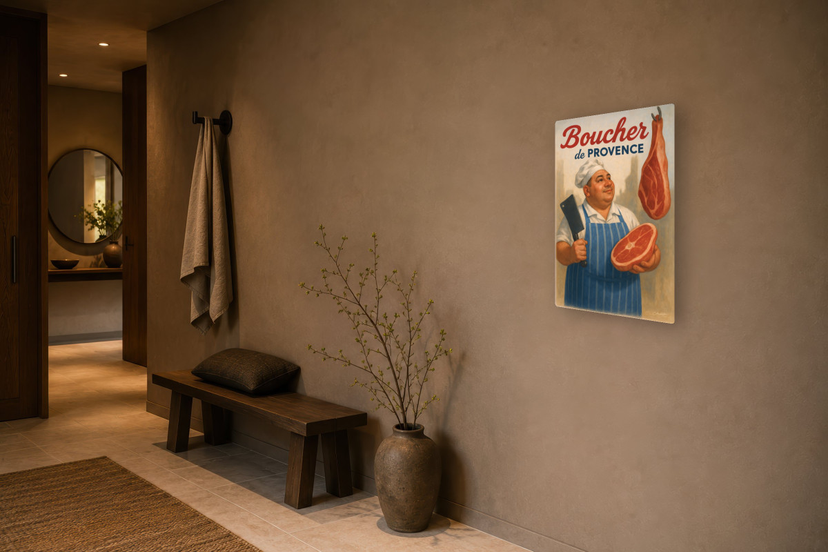 V03-16, Affiche vintage métiers anciens - Boucher de Provence