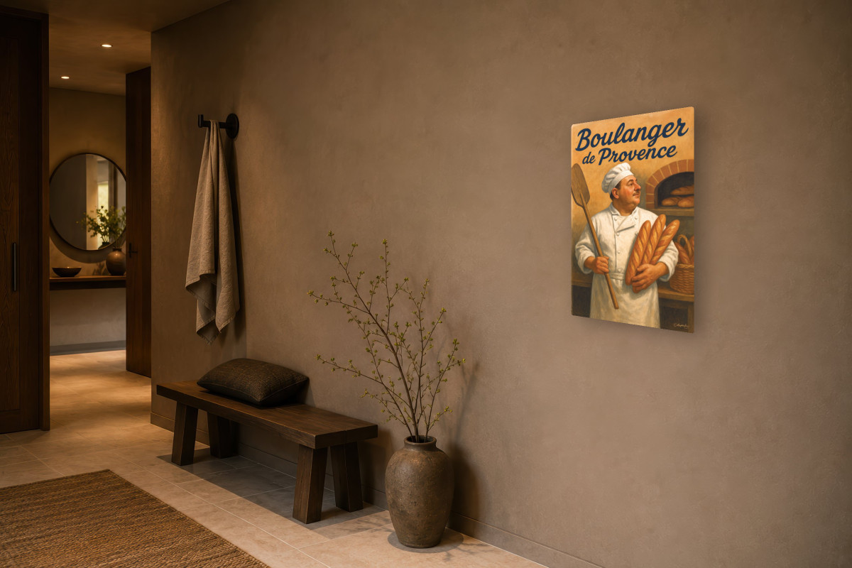 V03-16, Affiche vintage métiers anciens - Boulanger de Provence